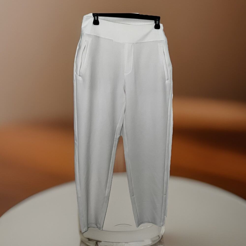Athleta Pants Womens Size 8 White High Rise Joggers Zip Pockets Stretch Athletic